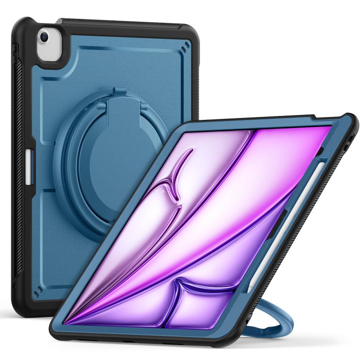 For iPad Air 13 2025 / 2024 Honeycomb Hybrid Tablet Case with Handle Holder & Strap(Navy Blue) - iPad Air 13 2025 / 2024 Cases by buy2fix | Online Shopping UK | buy2fix
