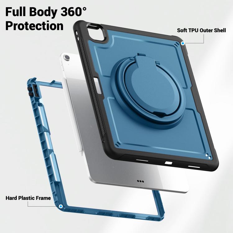 For iPad Air 13 2025 / 2024 Honeycomb Hybrid Tablet Case with Handle Holder & Strap(Navy Blue) - iPad Air 13 2025 / 2024 Cases by buy2fix | Online Shopping UK | buy2fix