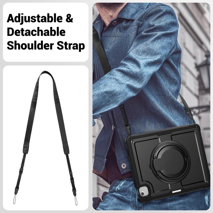 For iPad Air 13 2025 / 2024 Honeycomb Hybrid Tablet Case with Handle Holder & Strap(Black) - iPad Air 13 2025 / 2024 Cases by buy2fix | Online Shopping UK | buy2fix