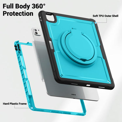 For iPad Air 13 2025 / 2024 Honeycomb Hybrid Tablet Case with Handle Holder & Strap(Light Blue) - iPad Air 13 2025 / 2024 Cases by buy2fix | Online Shopping UK | buy2fix