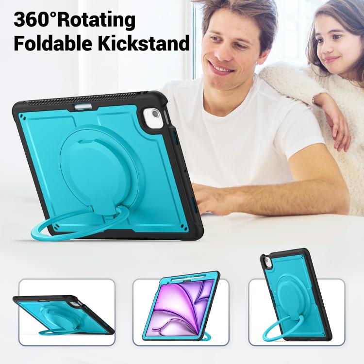 For iPad Air 13 2025 / 2024 Honeycomb Hybrid Tablet Case with Handle Holder & Strap(Light Blue) - iPad Air 13 2025 / 2024 Cases by buy2fix | Online Shopping UK | buy2fix