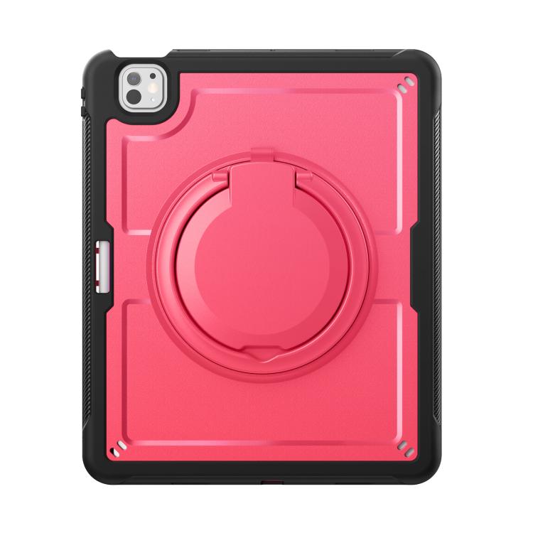 For iPad Pro 13 2024 Honeycomb Hybrid Tablet Case with Handle Holder & Strap(Rose Red) - iPad Pro 13 2024 Cases by buy2fix | Online Shopping UK | buy2fix