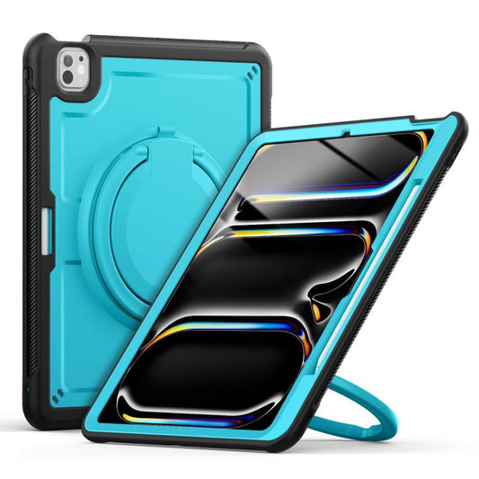 For iPad Pro 13 2024 Honeycomb Hybrid Tablet Case with Handle Holder & Strap(Light Blue) - iPad Pro 13 2024 Cases by buy2fix | Online Shopping UK | buy2fix