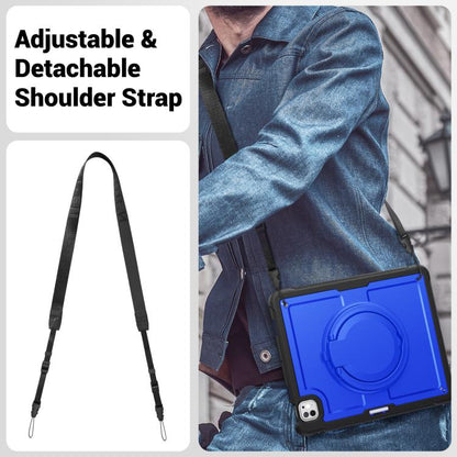 For iPad Pro 13 2024 Honeycomb Hybrid Tablet Case with Handle Holder & Strap(Dark Blue) - iPad Pro 13 2024 Cases by buy2fix | Online Shopping UK | buy2fix