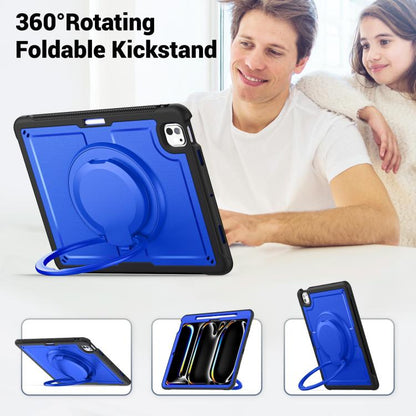 For iPad Pro 13 2024 Honeycomb Hybrid Tablet Case with Handle Holder & Strap(Dark Blue) - iPad Pro 13 2024 Cases by buy2fix | Online Shopping UK | buy2fix