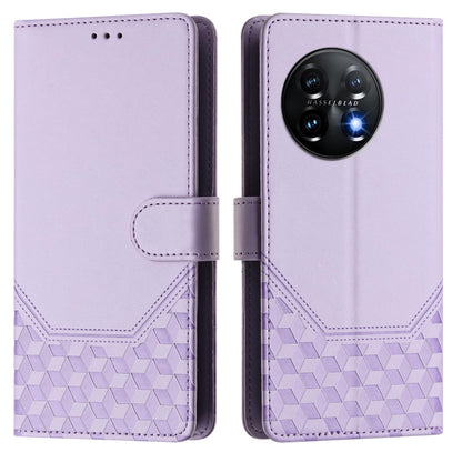 For OnePlus 11 Honeycomb Embossing RFID Leather Phone Case(Light Purple) - OnePlus Cases by buy2fix | Online Shopping UK | buy2fix