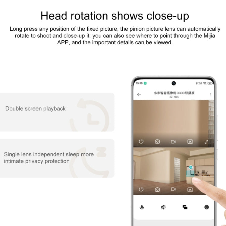 Original Xiaomi Smart Camera C300 Dual Lens Edition 3MP Support AI Detection, US Plug(White) - Wireless Camera by Xiaomi | Online Shopping UK | buy2fix
