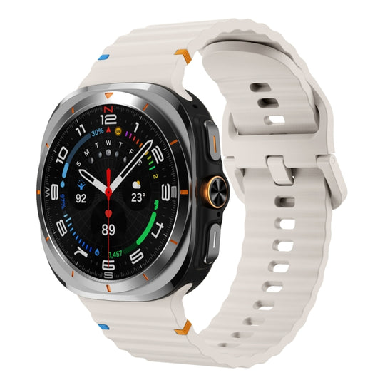 For Galaxy Watch Ultra2 2026 / 2025 / 1 2024 Wavy Grain Stitched Silicone Watch Band(Starlight)