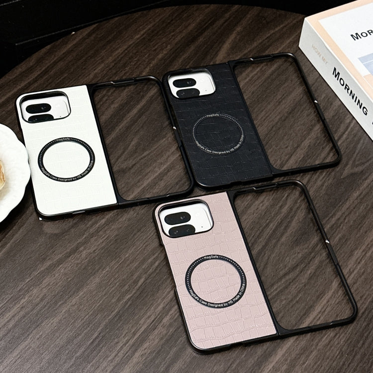 For Google Pixel 9 Pro Fold Crocodile Pattern Leather MagSafe Magnetic Phone Case(White) by buy2fix