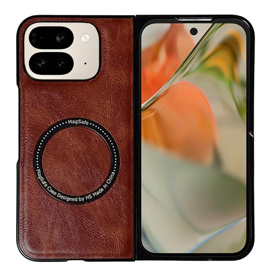 For Google Pixel 9 Pro Fold Crazy Horse Pattern Leather MagSafe Magnetic Phone Case(Coffee) by buy2fix