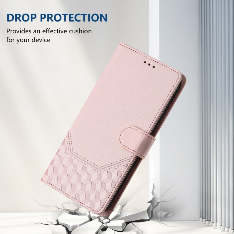 For Samsung Galaxy S25+ 5G Honeycomb Embossing RFID Leather Phone Case(Pink) by buy2fix