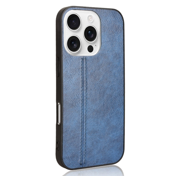 For iPhone 16 Pro Max Cow Pattern Sewing Back Cover Phone Case(Blue) - iPhone 16 Pro Max Cases by buy2fix | Online Shopping UK | buy2fix