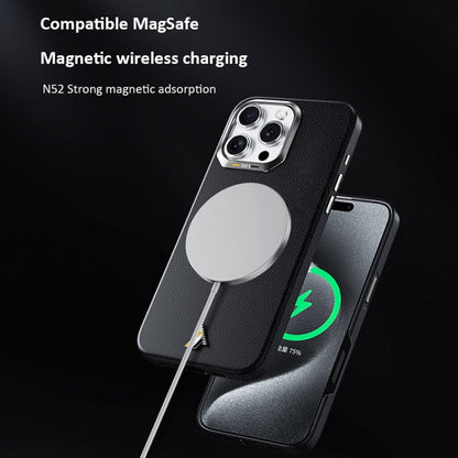 For iPhone 16 Pro Max TGVIS VIDA Series MagSafe Magnetic PU Leather Phone Case(Silver Plaid) - iPhone 16 Pro Max Cases by TGVIS | Online Shopping UK | buy2fix