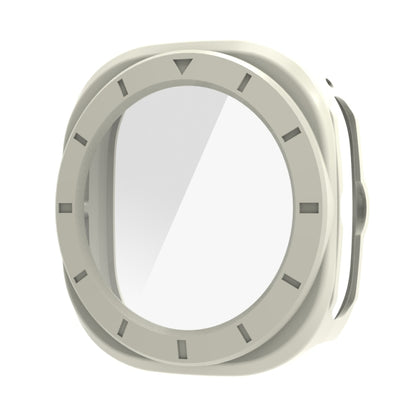 For Samsung Galaxy Watch Ultra 47mm Tempered Glass Film Integrated PC Watch Protective Case(Ivory White) - Watch Cases by buy2fix | Online Shopping UK | buy2fix