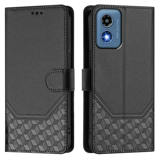 For Motorola Moto G 5G 2024 Oversea Honeycomb Embossing RFID Leather Phone Case(Black) by buy2fix