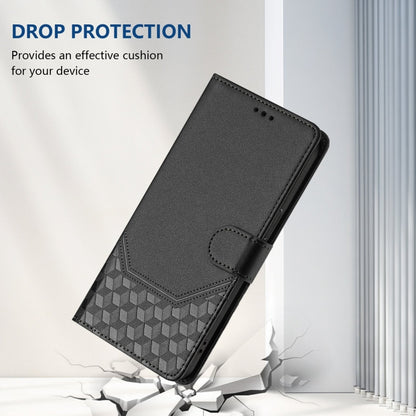 For Motorola Moto G Power 5G 2024 Honeycomb Embossing RFID Leather Phone Case(Black) by buy2fix