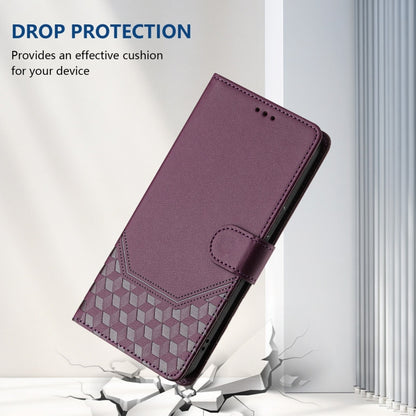 For Motorola Moto G Power 5G 2024 Honeycomb Embossing RFID Leather Phone Case(Violet) by buy2fix