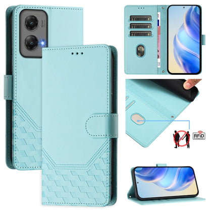 For Motorola Moto G Stylus 5G 2024 Honeycomb Embossing RFID Leather Phone Case(Mint Green) - Motorola Cases by buy2fix | Online Shopping UK | buy2fix