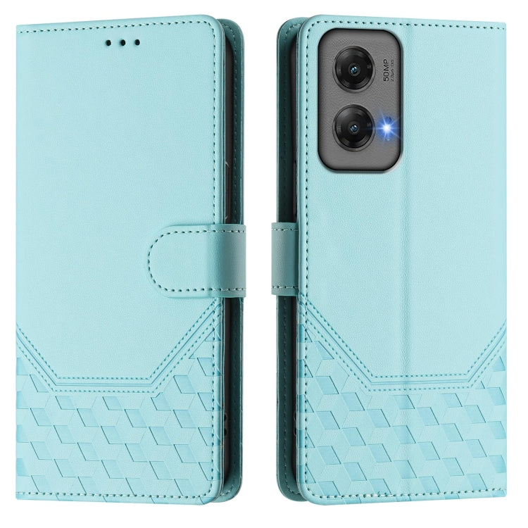 For Motorola Moto G Stylus 5G 2024 Honeycomb Embossing RFID Leather Phone Case(Mint Green) - Motorola Cases by buy2fix | Online Shopping UK | buy2fix