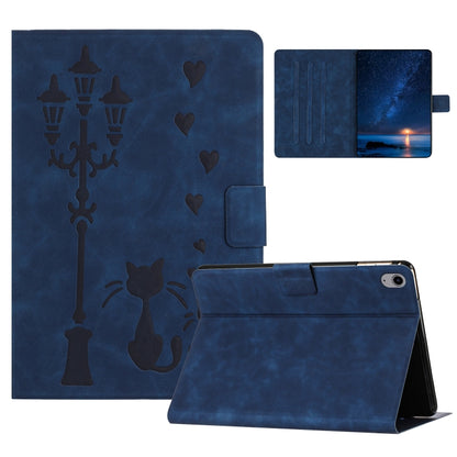 For iPad 2025 / 2022 Embossed Couple Cat Smart Tablet Leather Case(Blue) - iPad 2025 / 2022 Cases by buy2fix | Online Shopping UK | buy2fix