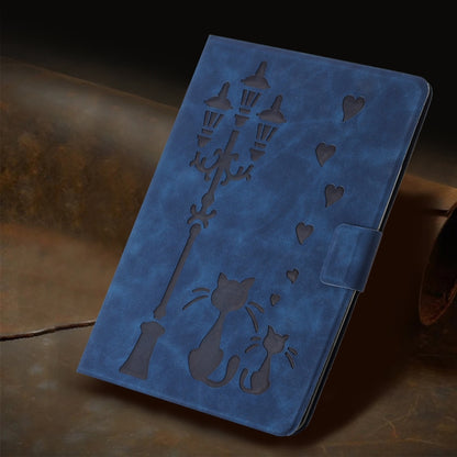 For iPad 2025 / 2022 Embossed Couple Cat Smart Tablet Leather Case(Blue) - iPad 2025 / 2022 Cases by buy2fix | Online Shopping UK | buy2fix