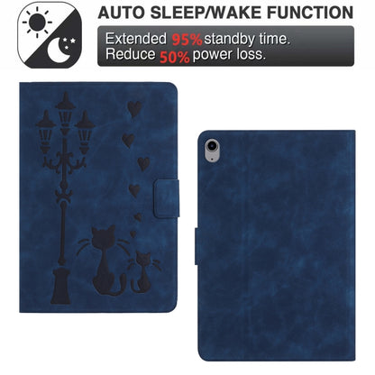 For iPad 2025 / 2022 Embossed Couple Cat Smart Tablet Leather Case(Blue) - iPad 2025 / 2022 Cases by buy2fix | Online Shopping UK | buy2fix