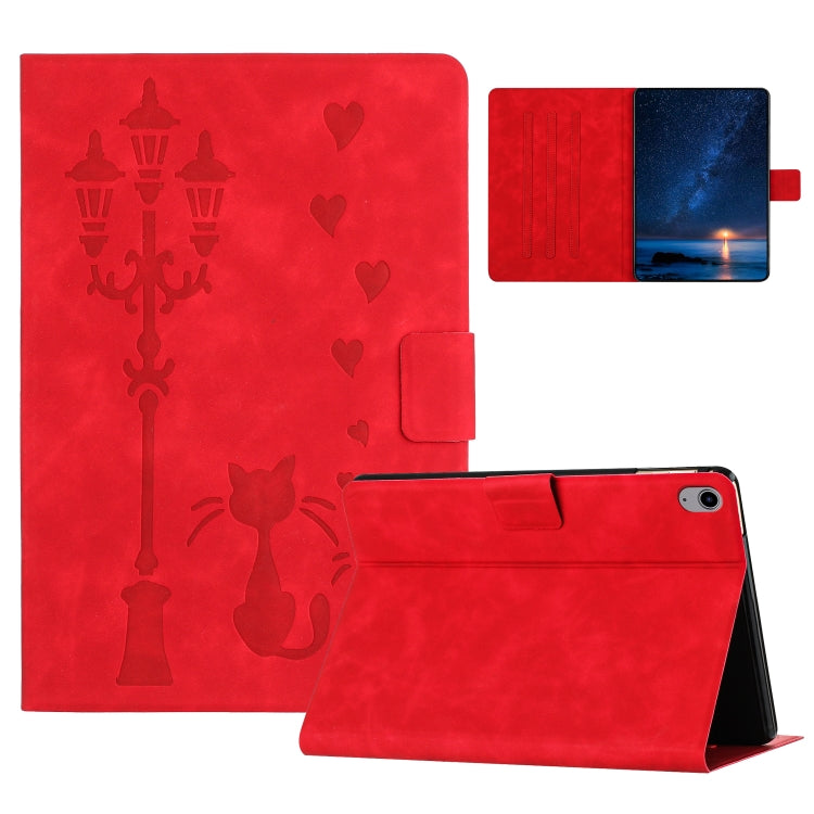 For iPad 2025 / 2022 Embossed Couple Cat Smart Tablet Leather Case(Red) - iPad 2025 / 2022 Cases by buy2fix | Online Shopping UK | buy2fix