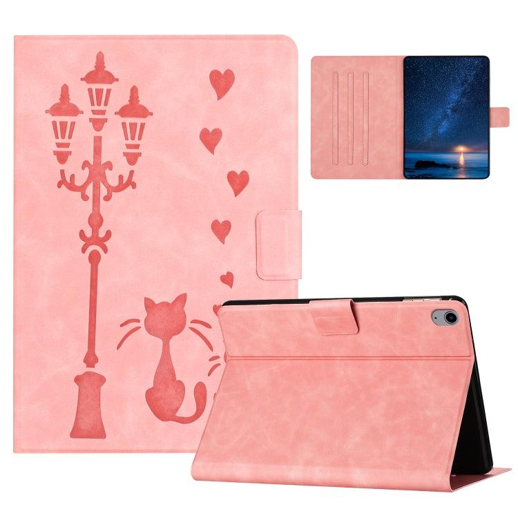 For iPad 2025 / 2022 Embossed Couple Cat Smart Tablet Leather Case(Pink) - iPad 2025 / 2022 Cases by buy2fix | Online Shopping UK | buy2fix