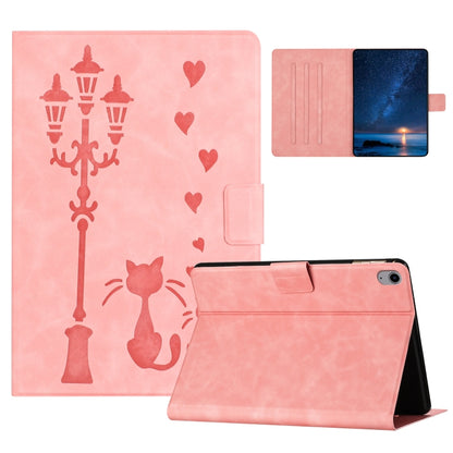 For iPad 2025 / 2022 Embossed Couple Cat Smart Tablet Leather Case(Pink) - iPad 2025 / 2022 Cases by buy2fix | Online Shopping UK | buy2fix