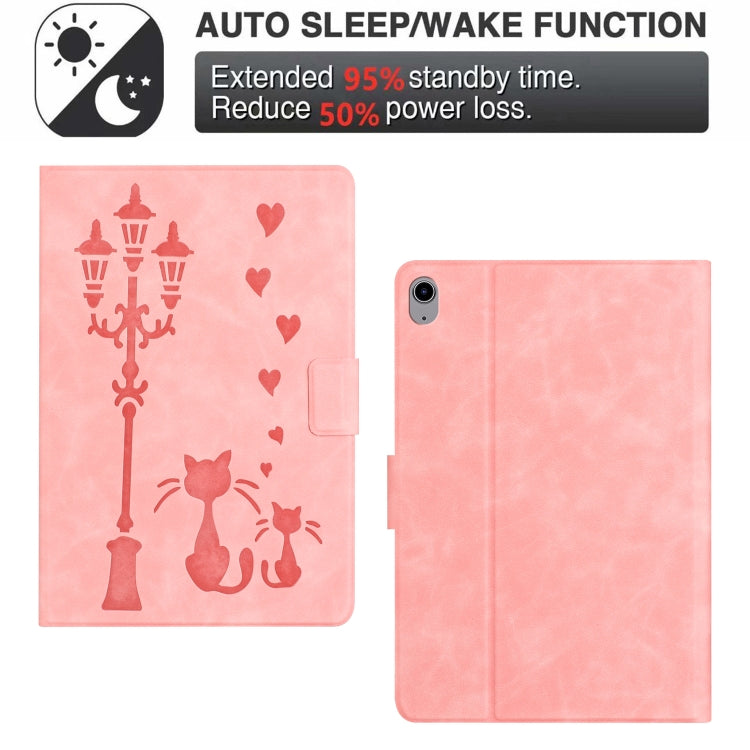 For iPad 2025 / 2022 Embossed Couple Cat Smart Tablet Leather Case(Pink) - iPad 2025 / 2022 Cases by buy2fix | Online Shopping UK | buy2fix