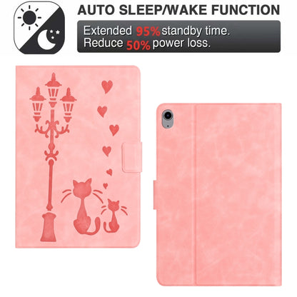 For iPad 2025 / 2022 Embossed Couple Cat Smart Tablet Leather Case(Pink) - iPad 2025 / 2022 Cases by buy2fix | Online Shopping UK | buy2fix