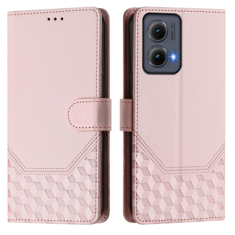 For Motorola Edge 5G 2024 Honeycomb Embossing RFID Leather Phone Case(Pink) - Motorola Cases by buy2fix | Online Shopping UK | buy2fix