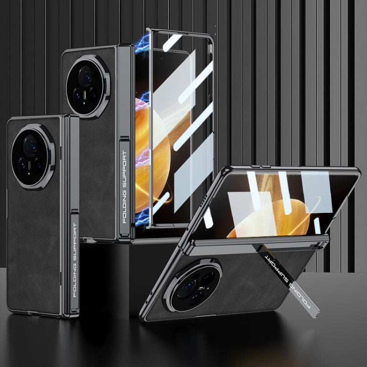 For Honor Magic V3 GKK Integrated Magnetic Fold Hinge Leather Shockproof Phone Case(Matte Black) by GKK