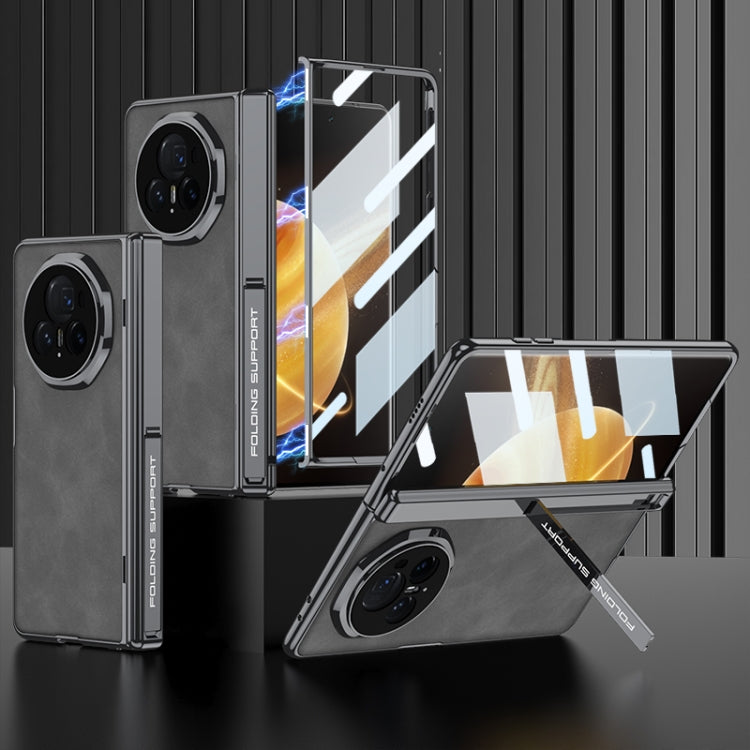 For Honor Magic V3 GKK Integrated Magnetic Fold Hinge Leather Shockproof Phone Case(Matte Gray) by GKK