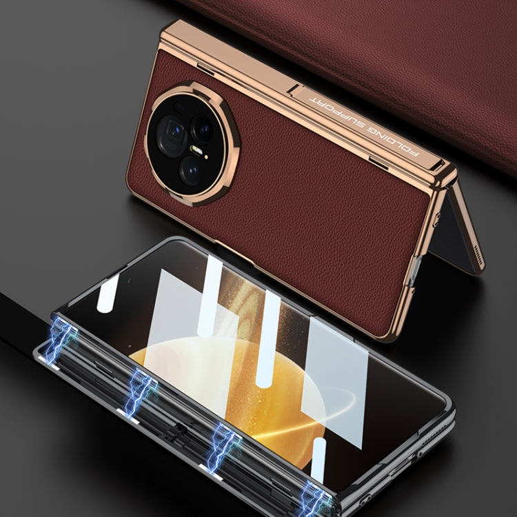 For Honor Magic V3 GKK Integrated Magnetic Fold Hinge Leather Shockproof Phone Case(Sand Gold) by GKK