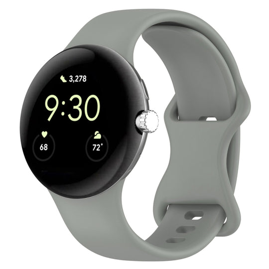 For Google Pixel Watch 5 / 4 / 3 / 2 / 1 41mm Butterfly Buckle Solid Color Silicone Watch Band(Grey)
