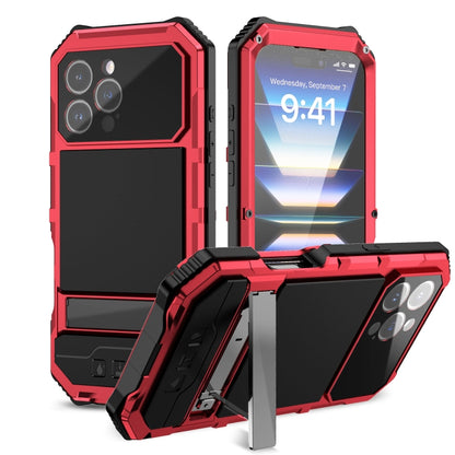 For iPhone 16 Pro Max R-JUST Life Waterproof Dustproof Shockproof Holder Phone Case(Red) - iPhone 16 Pro Max Cases by R-JUST | Online Shopping UK | buy2fix