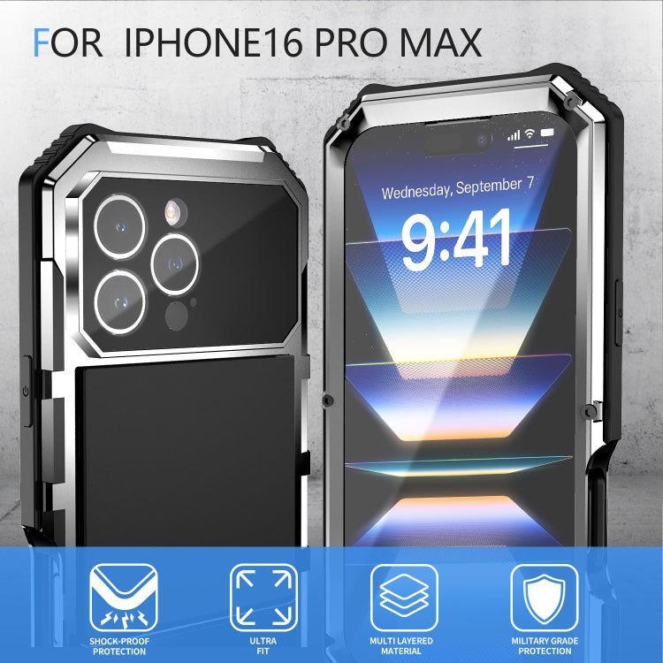 For iPhone 16 Pro Max R-JUST Life Waterproof Dustproof Shockproof Holder Phone Case(Silver) - iPhone 16 Pro Max Cases by R-JUST | Online Shopping UK | buy2fix