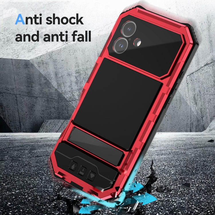 For iPhone 16 Plus R-JUST Life Waterproof Dustproof Shockproof Holder Phone Case(Red) - iPhone 16 Plus Cases by R-JUST | Online Shopping UK | buy2fix