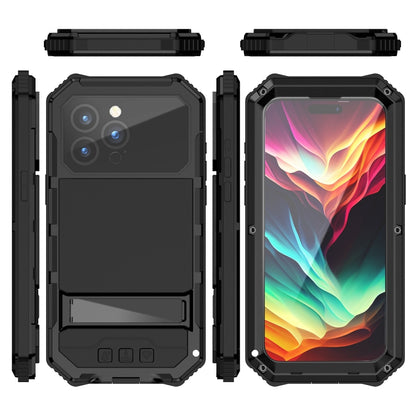 For iPhone 15 Pro Max R-JUST Life Waterproof Dustproof Shockproof Holder Phone Case(Black) - iPhone 15 Pro Max Cases by R-JUST | Online Shopping UK | buy2fix