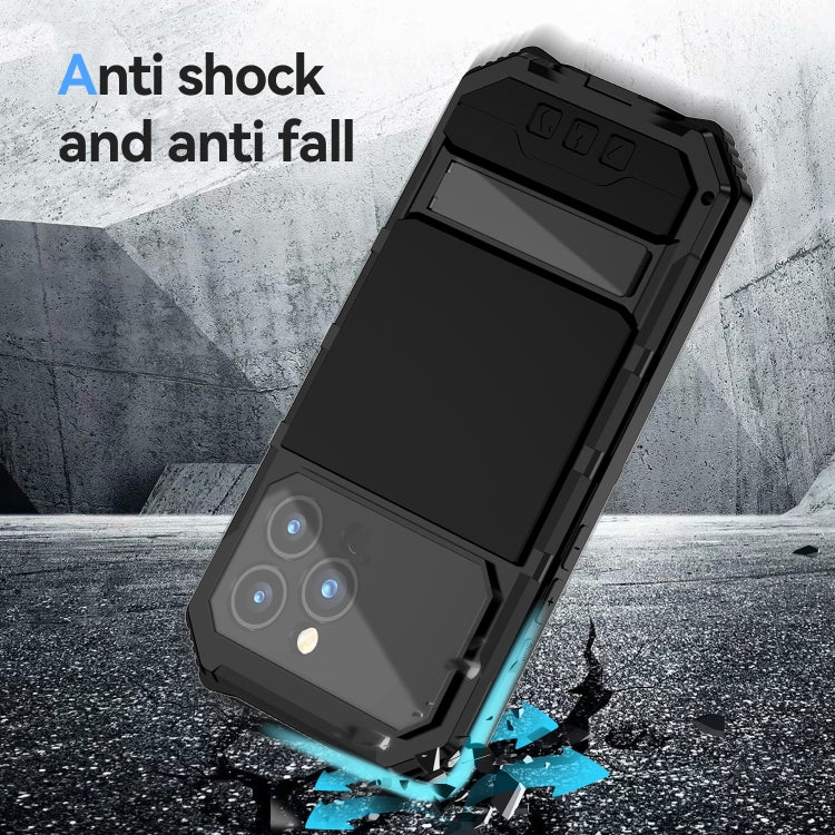 For iPhone 15 Pro Max R-JUST Life Waterproof Dustproof Shockproof Holder Phone Case(Black) - iPhone 15 Pro Max Cases by R-JUST | Online Shopping UK | buy2fix