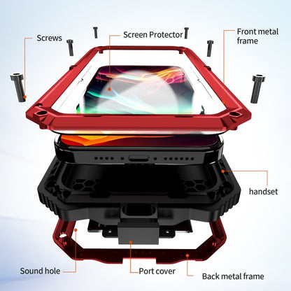 For iPhone 15 Pro Max R-JUST Life Waterproof Dustproof Shockproof Holder Phone Case(Red) - iPhone 15 Pro Max Cases by R-JUST | Online Shopping UK | buy2fix