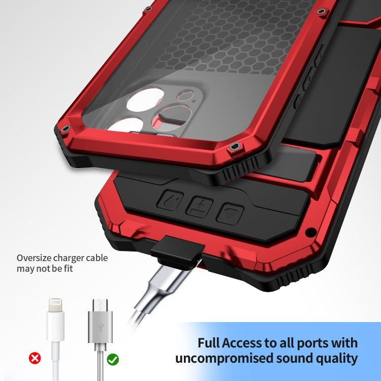 For iPhone 15 Pro Max R-JUST Life Waterproof Dustproof Shockproof Holder Phone Case(Red) - iPhone 15 Pro Max Cases by R-JUST | Online Shopping UK | buy2fix