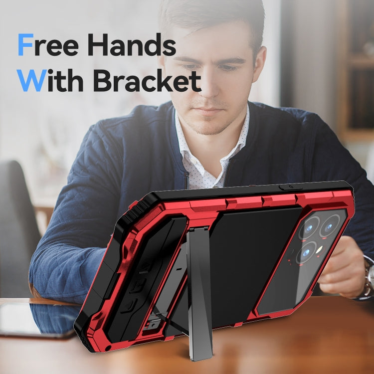 For iPhone 15 Pro Max R-JUST Life Waterproof Dustproof Shockproof Holder Phone Case(Red) - iPhone 15 Pro Max Cases by R-JUST | Online Shopping UK | buy2fix