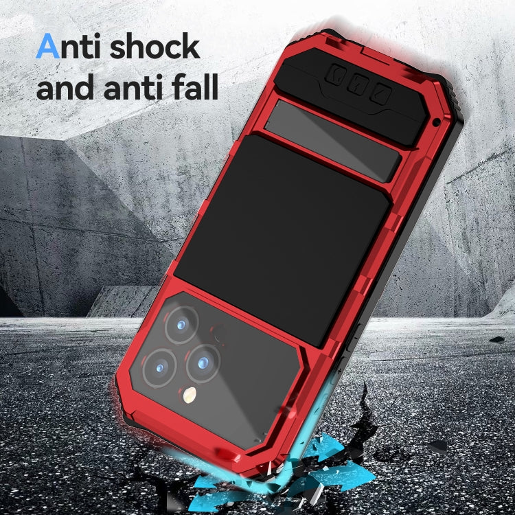 For iPhone 15 Pro Max R-JUST Life Waterproof Dustproof Shockproof Holder Phone Case(Red) - iPhone 15 Pro Max Cases by R-JUST | Online Shopping UK | buy2fix
