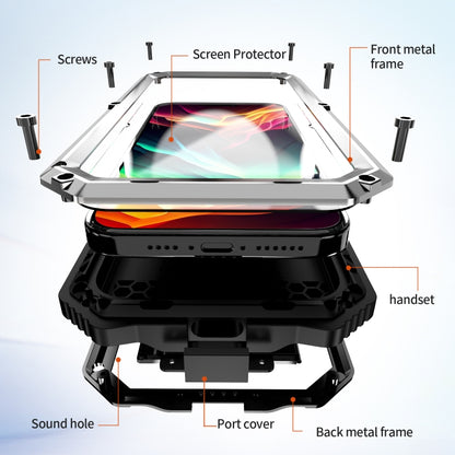 For iPhone 15 Pro Max R-JUST Life Waterproof Dustproof Shockproof Holder Phone Case(Silver) - iPhone 15 Pro Max Cases by R-JUST | Online Shopping UK | buy2fix