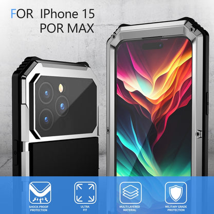 For iPhone 15 Pro Max R-JUST Life Waterproof Dustproof Shockproof Holder Phone Case(Silver) - iPhone 15 Pro Max Cases by R-JUST | Online Shopping UK | buy2fix