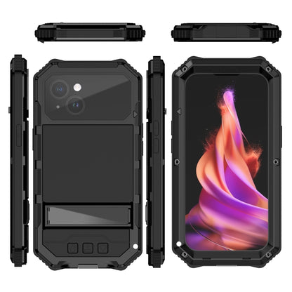 For iPhone 15 Plus R-JUST Life Waterproof Dustproof Shockproof Holder Phone Case(Black) - iPhone 15 Cases by R-JUST | Online Shopping UK | buy2fix