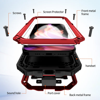 For iPhone 15 Plus R-JUST Life Waterproof Dustproof Shockproof Holder Phone Case(Red) - iPhone 15 Cases by R-JUST | Online Shopping UK | buy2fix