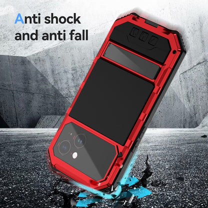 For iPhone 15 Plus R-JUST Life Waterproof Dustproof Shockproof Holder Phone Case(Red) - iPhone 15 Cases by R-JUST | Online Shopping UK | buy2fix